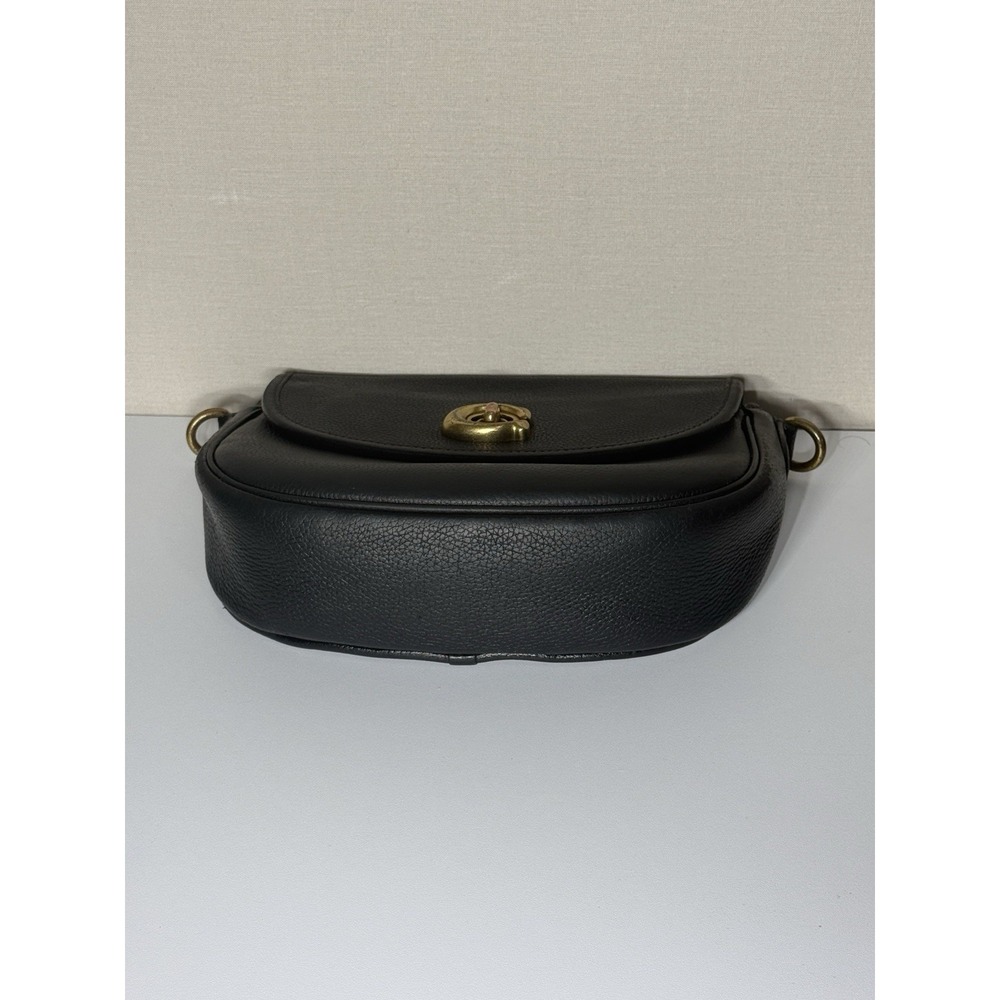 Coach Willow Saddle Bag Black Pebble Leather Crossbody Gold Turn lock CA094 - Picture 4 of 16